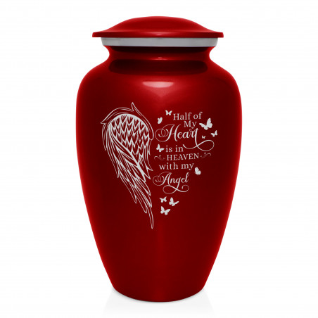 Heart Is In Heaven Cremation Urn - Ruby Red