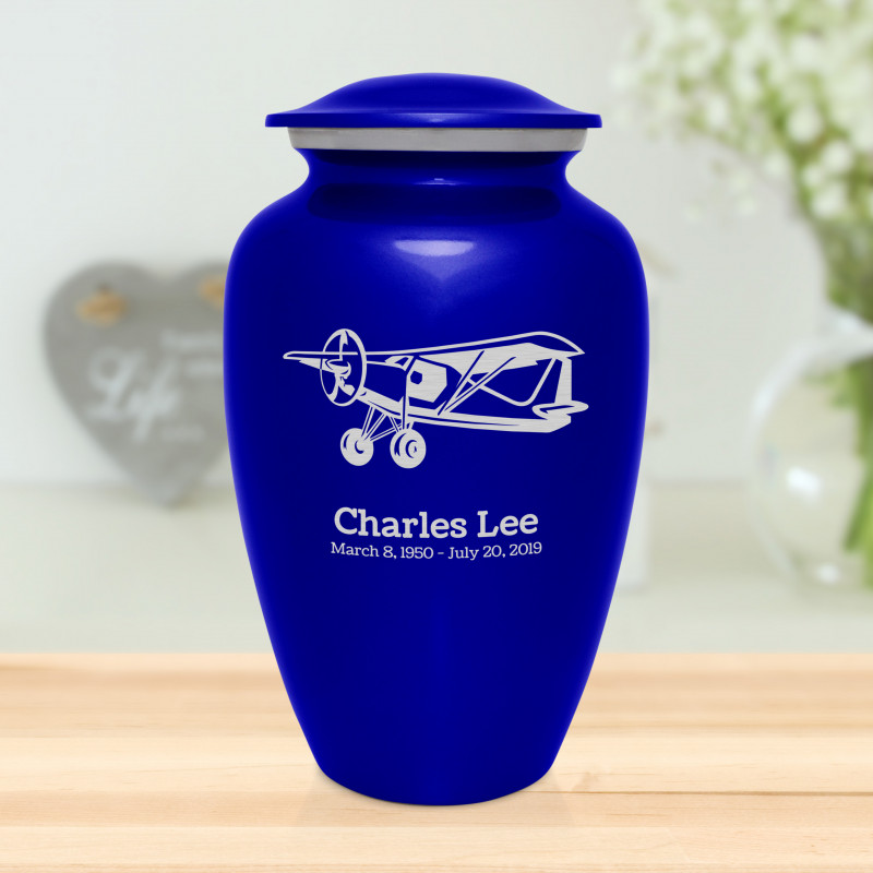 Bush Plane Cremation Urn - Midnight Blue