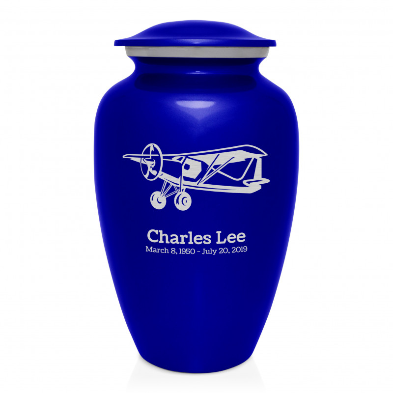Bush Plane Cremation Urn - Midnight Blue