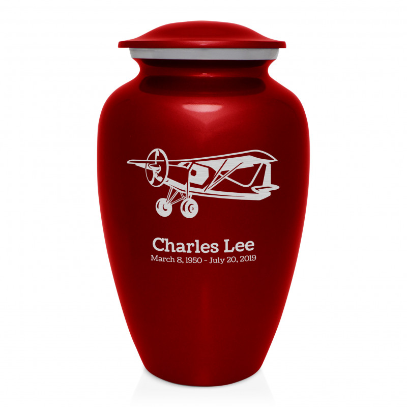 Bush Plane Cremation Urn - Ruby Red