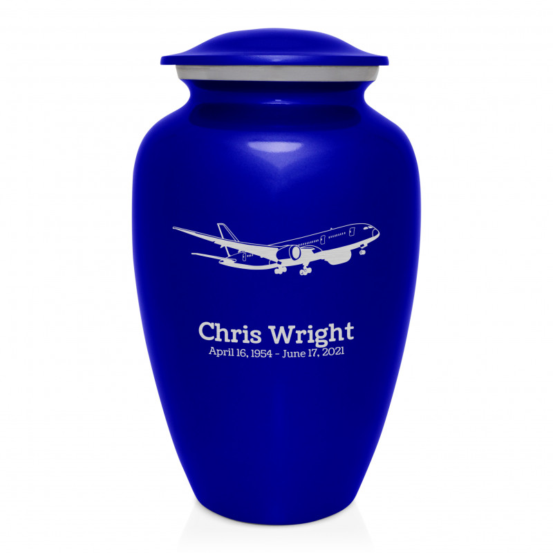 Commercial Airplane Jet Cremation Urn - Midnight Blue