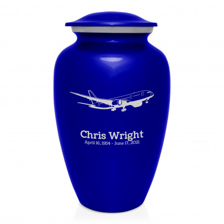 Commercial Airplane Jet Cremation Urn - Midnight Blue