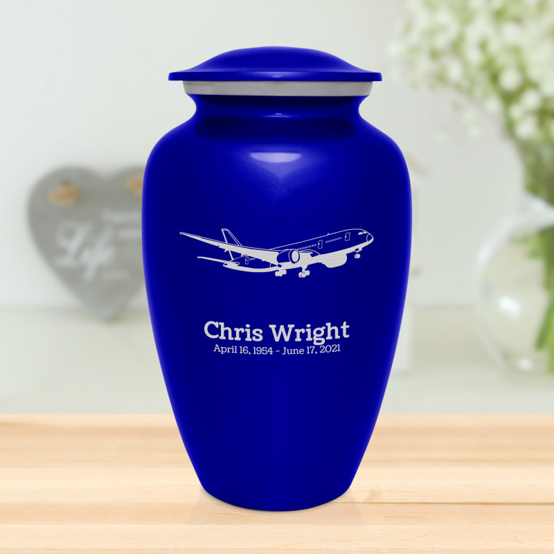 Commercial Airplane Cremation Urn - Midnight Blue