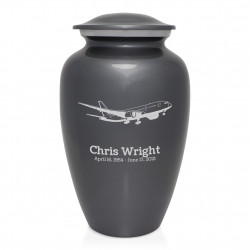 Commercial Airplane Jet Cremation Urn - Gunmetal Gray