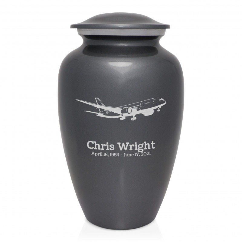 Commercial Airplane Jet Cremation Urn - Gunmetal Gray