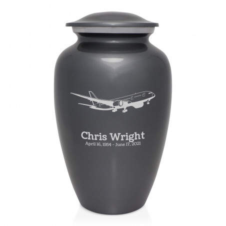 Commercial Airplane Jet Cremation Urn - Gunmetal Gray