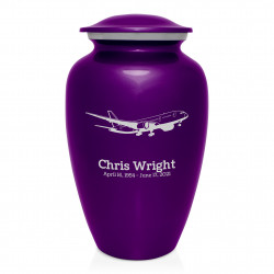 Commercial Airplane Jet Cremation Urn - Purple Luster