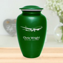 Commercial Airplane Jet Cremation Urn - Shamrock Green