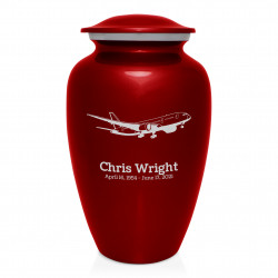 Commercial Airplane Jet Cremation Urn - Ruby Red