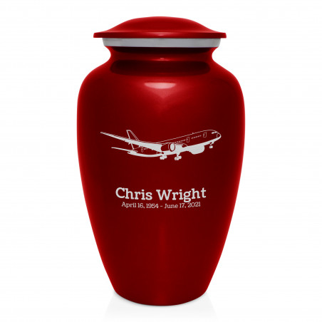 Commercial Airplane Jet Cremation Urn - Ruby Red