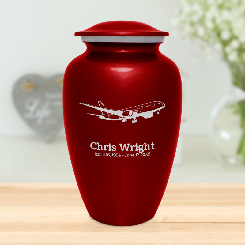 Commercial Airplane Cremation Urn - Ruby Red