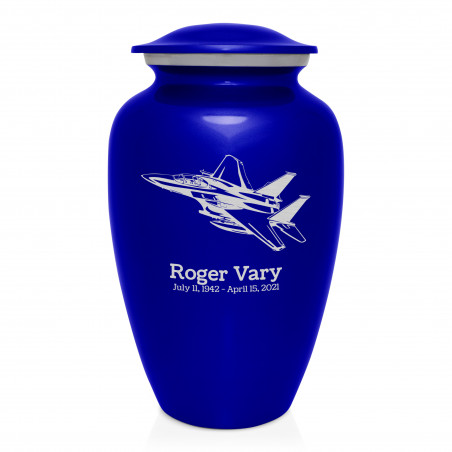 Fighter Jet Plane Cremation Urn - Midnight Blue