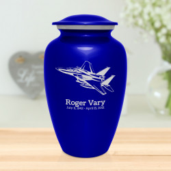 Fighter Jet Plane Cremation Urn - Midnight Blue