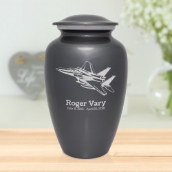 Fighter Jet Plane Cremation Urn - Gunmetal Gray