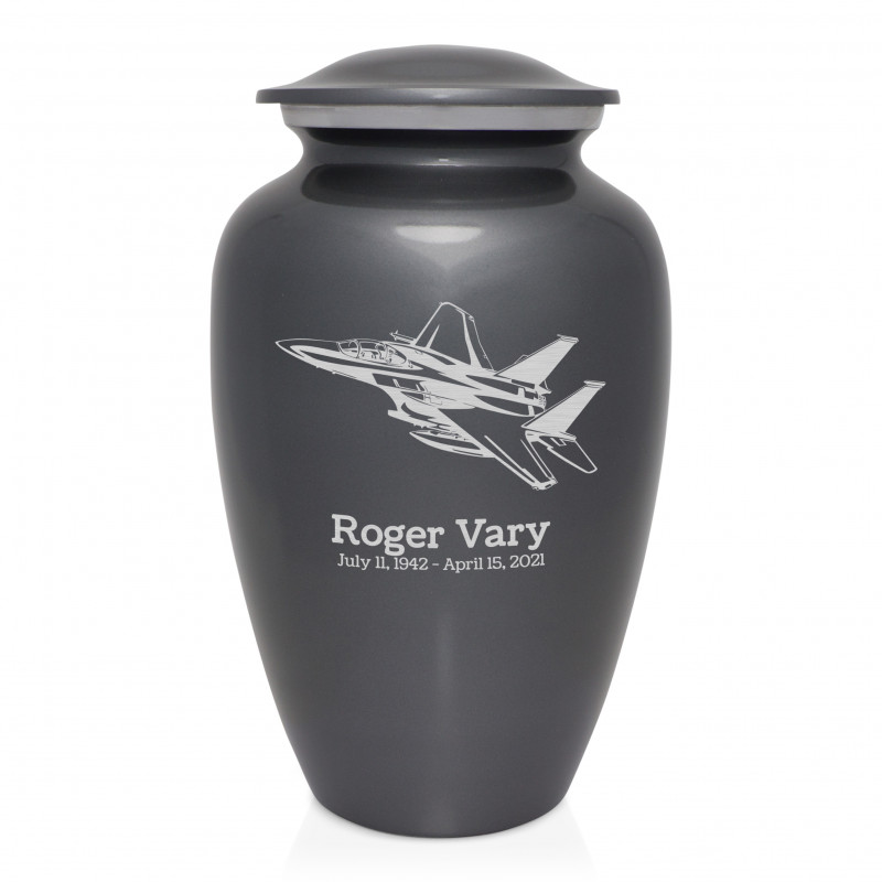 Fighter Jet Plane Cremation Urn - Gunmetal Gray