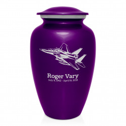 Fighter Jet Plane Cremation Urn - Purple Luster