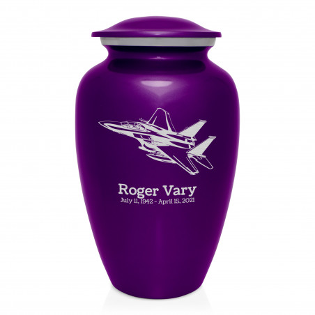 Fighter Jet Plane Cremation Urn - Purple Luster