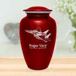 Fighter Jet Plane Cremation Urn - Ruby Red