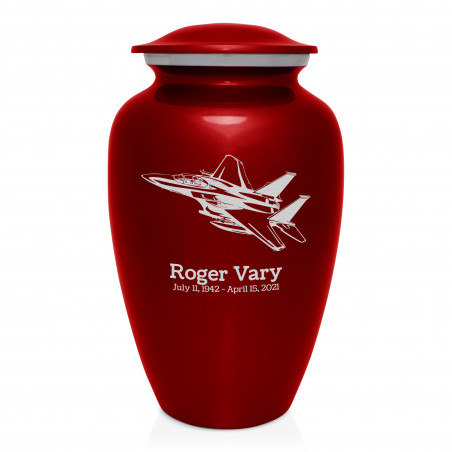 Fighter Jet Plane Cremation Urn - Ruby Red