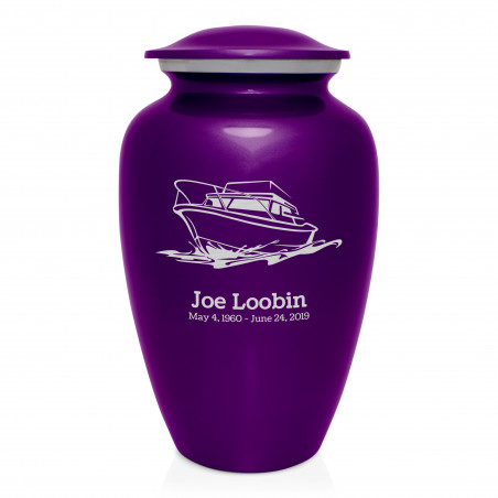 Boat Cremation Urn - Purple Luster