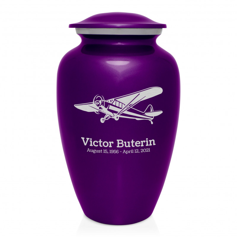 Airplane II Cremation Urn - Purple Luster