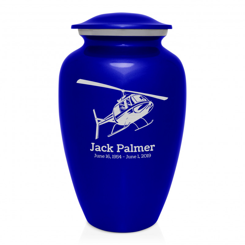 Helicopter Cremation Urn - Midnight Blue