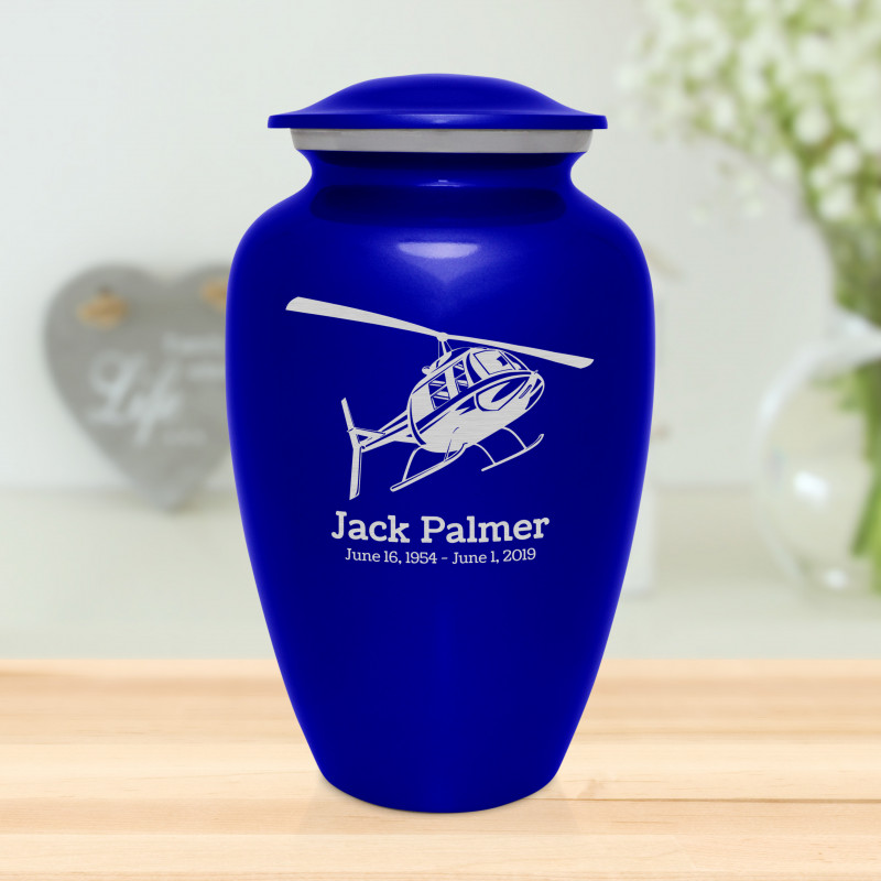 Helicopter Cremation Urn - Midnight Blue