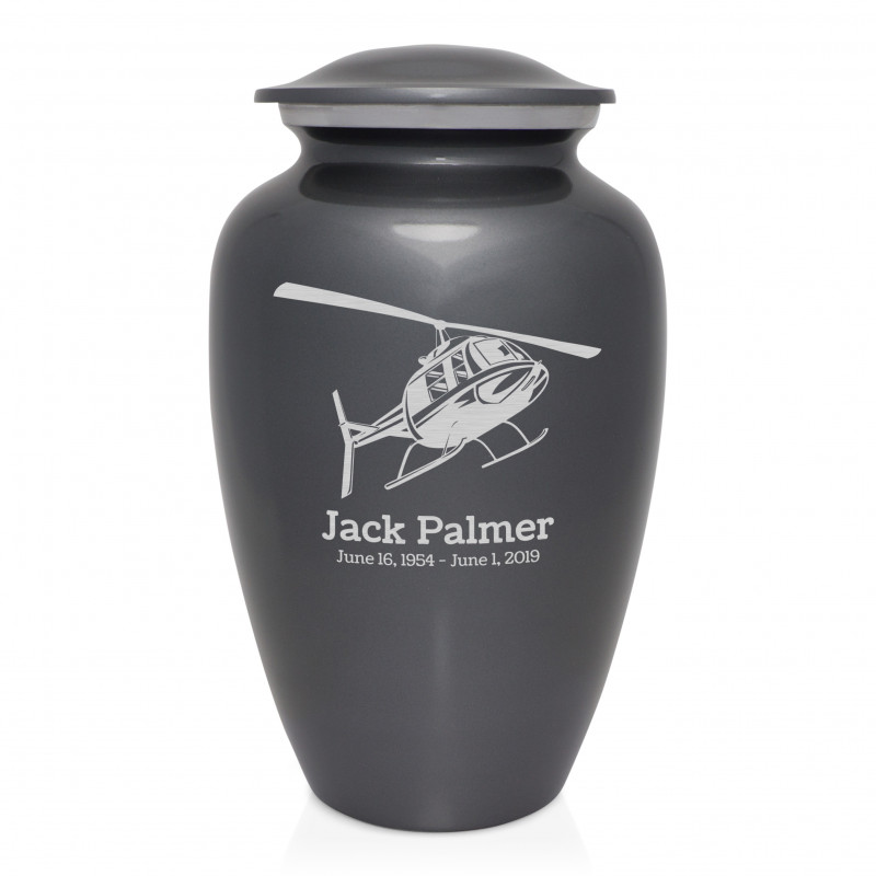 Helicopter Cremation Urn - Gunmetal Gray