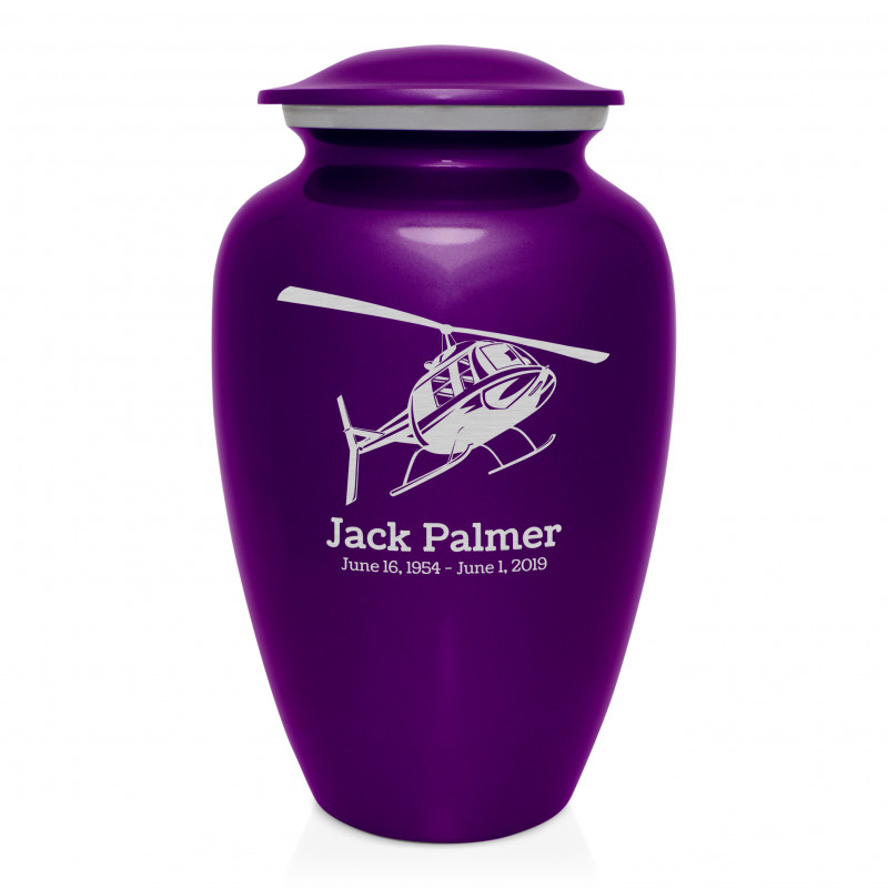 Helicopter Cremation Urn - Purple Luster