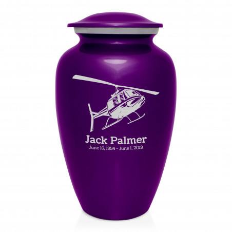 Helicopter Cremation Urn - Purple Luster