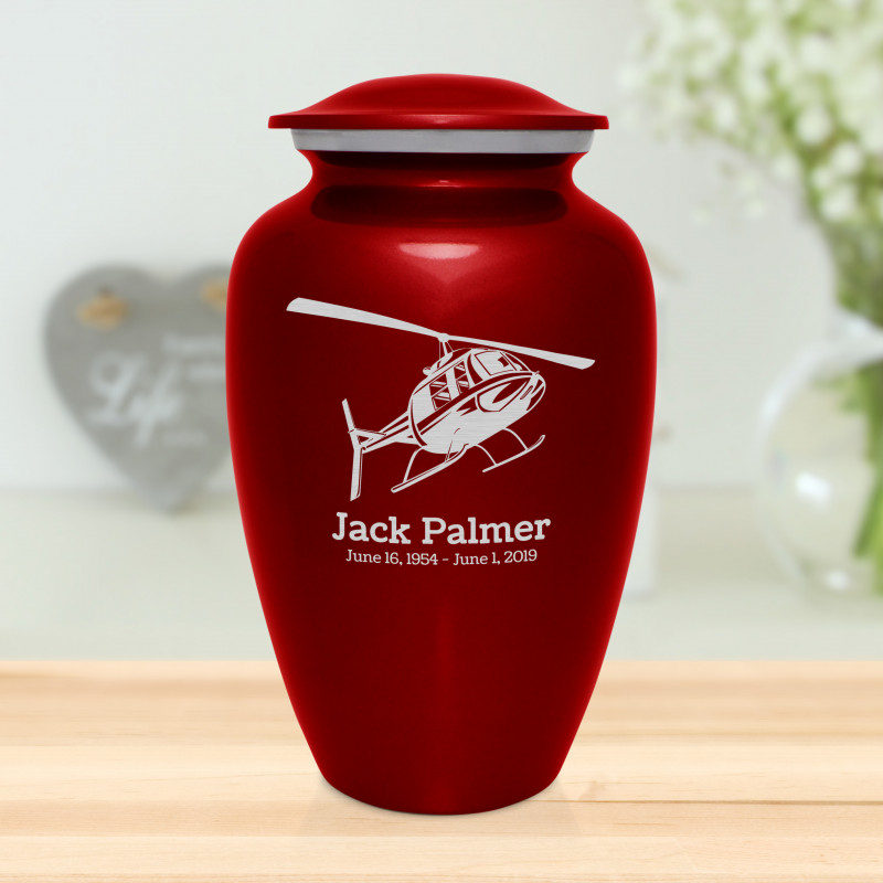Helicopter Cremation Urn - Ruby Red
