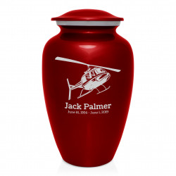 Helicopter Cremation Urn - Ruby Red