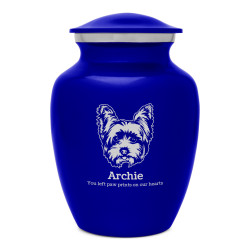Yorkshire Terrier Dog Cremation Urn - Midnight Blue