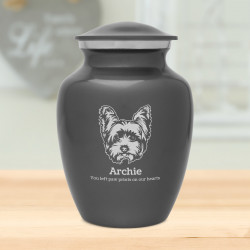 Yorkshire Terrier Dog Cremation Urn - Gunmetal Gray