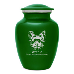 Yorkshire Terrier Dog Cremation Urn - Shamrock Green