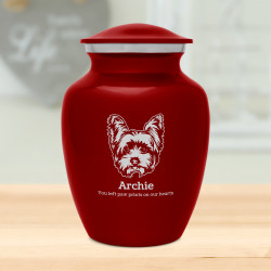 Yorkshire Terrier Dog Cremation Urn - Ruby Red