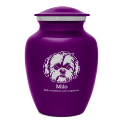 Shih Tzu Dog Cremation Urn - Purple Luster