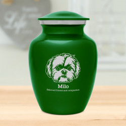 Shih Tzu Dog Cremation Urn - Shamrock Green