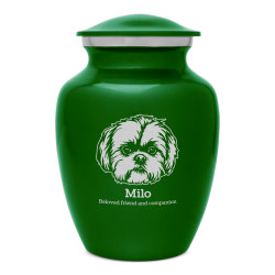 Shih Tzu Dog Cremation Urn - Shamrock Green