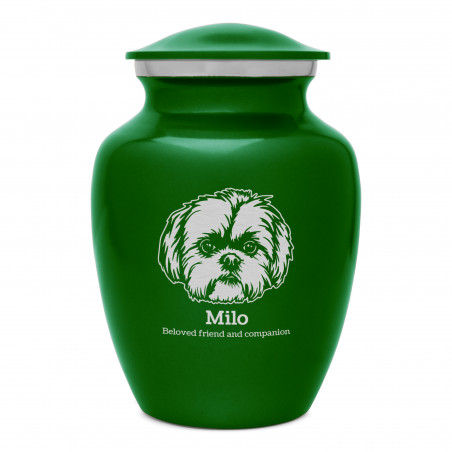 Shih Tzu Dog Cremation Urn - Shamrock Green