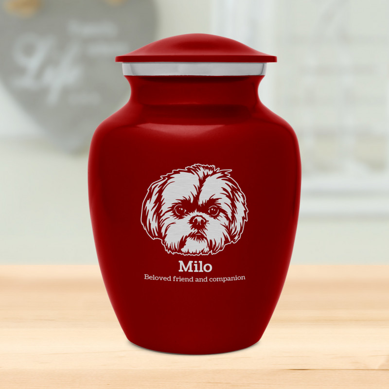 Shih Tzu Dog Cremation Urn - Ruby Red