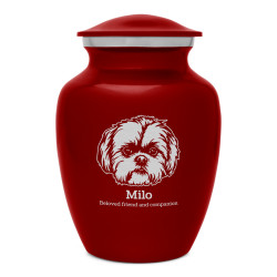 Shih Tzu Dog Cremation Urn - Ruby Red