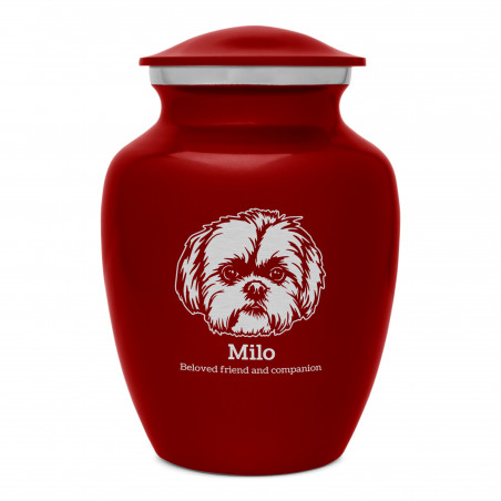 Shih Tzu Dog Cremation Urn - Ruby Red