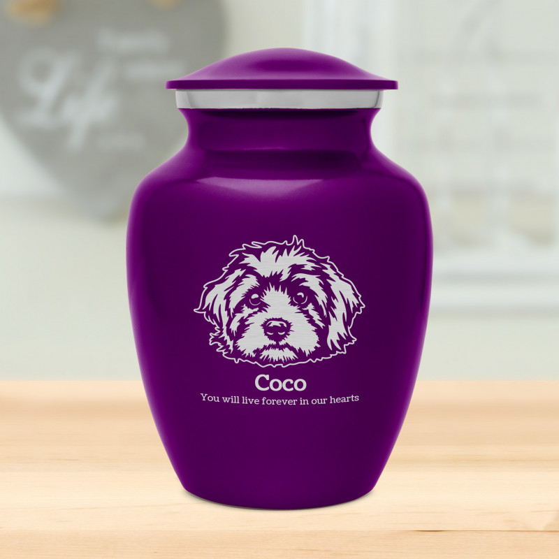 Cavapoo Dog Cremation Urn - Purple Luster