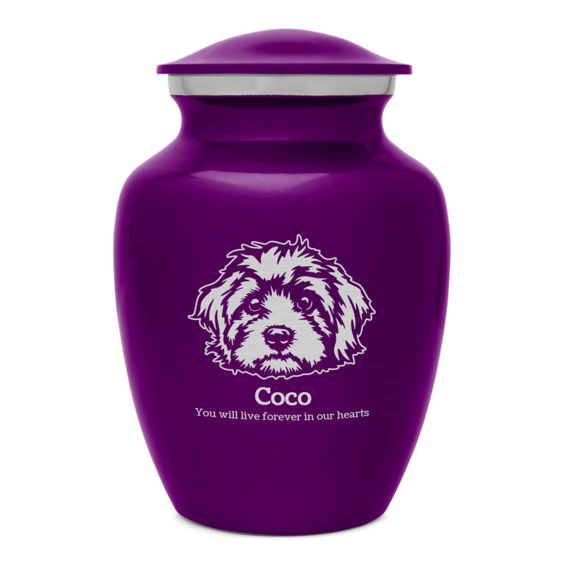 Cavapoo Dog Cremation Urn - Purple Luster