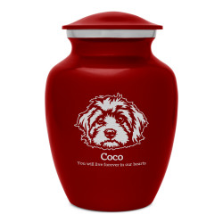 Cavapoo Dog Cremation Urn - Ruby Red