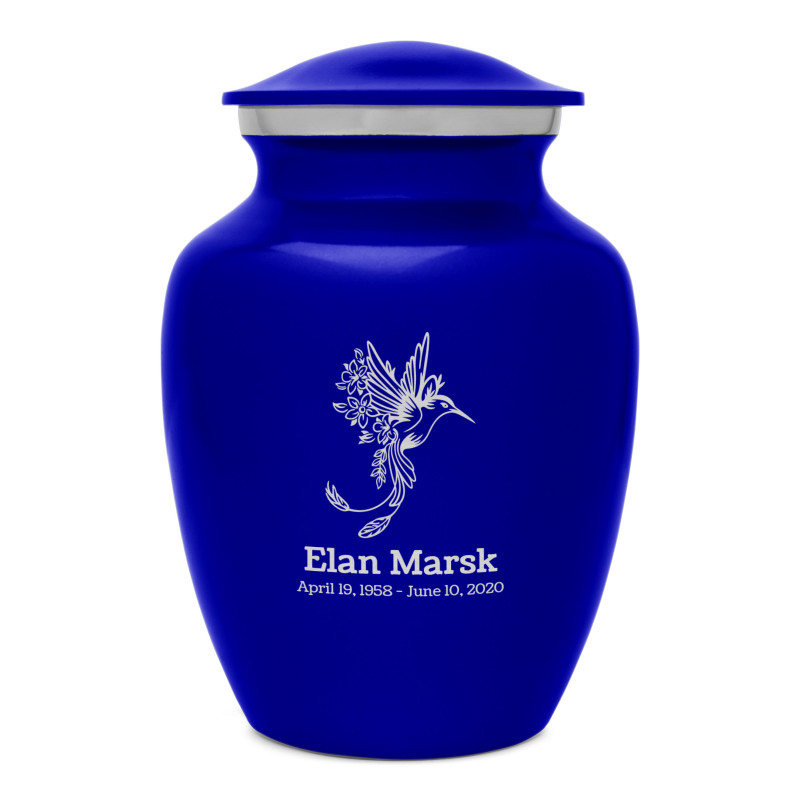 Natures Peace Hummingbird Sharing Urn - Midnight Blue