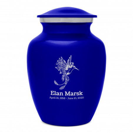 Natures Peace Hummingbird Sharing Urn - Midnight Blue