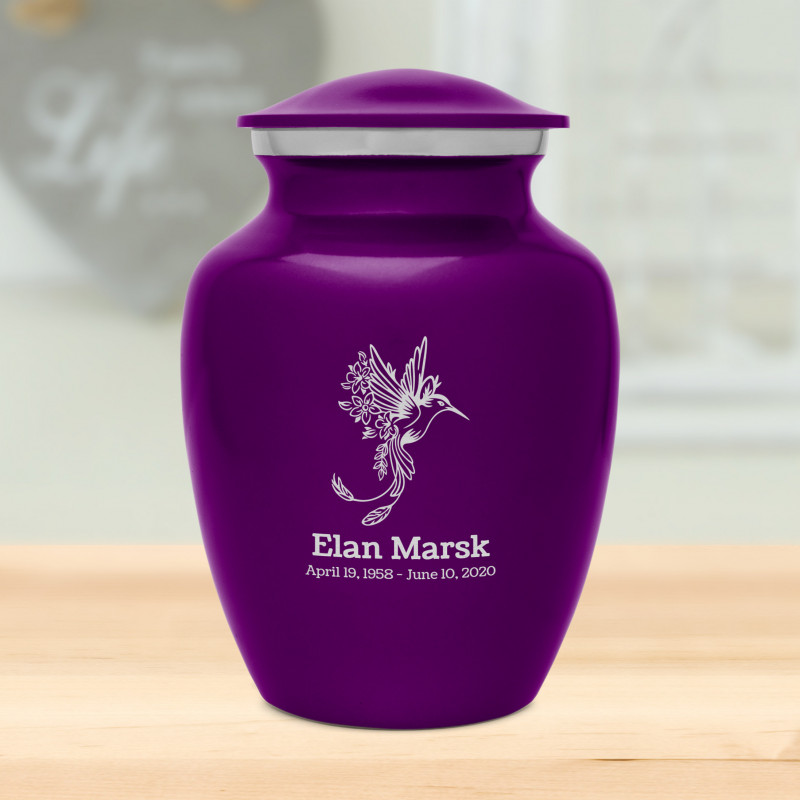 Natures Peace Hummingbird Sharing Urn - Purple Luster