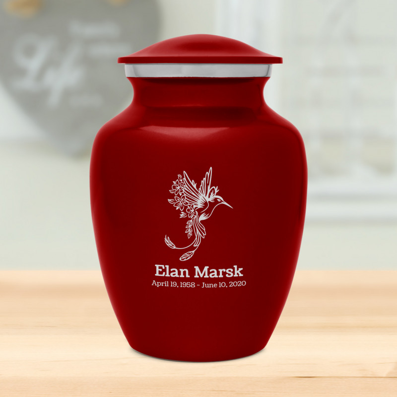 Natures Peace Hummingbird Sharing Urn - Ruby Red
